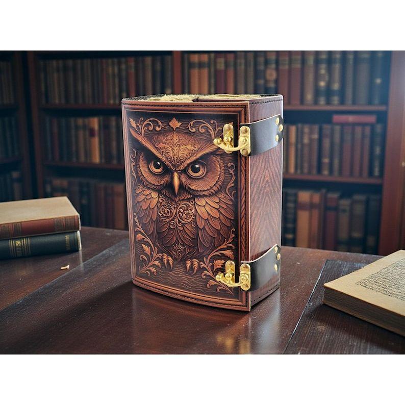 Owl Leather Grimoire | Witchcraft Spell Book, Handmade