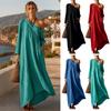 Abito Estivo Maxi di Media Lunghezza per Donna, Casual Ampio Monospalla Lungo Leggero con Maniche per Donna, Abito Estivo Fluttuante per Vacanze al Mare con Tasche