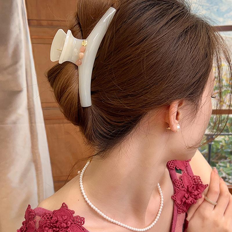 New Solid Color Big Hair Claw Clips Fashion Large Ponytail Hair Clip Shark Clip Small Stone Hair Clamps Hair Accessories