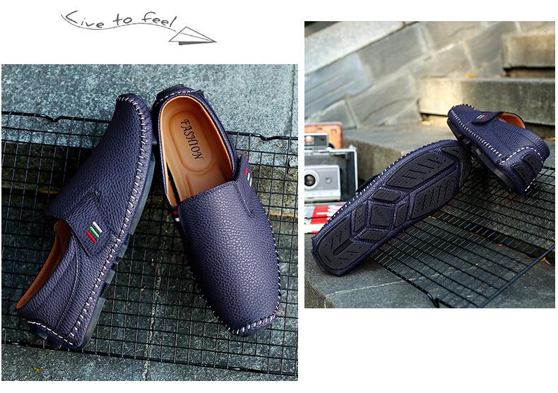 Four Seasons Men's White Breathable Leather Slip-On Driving Shoes