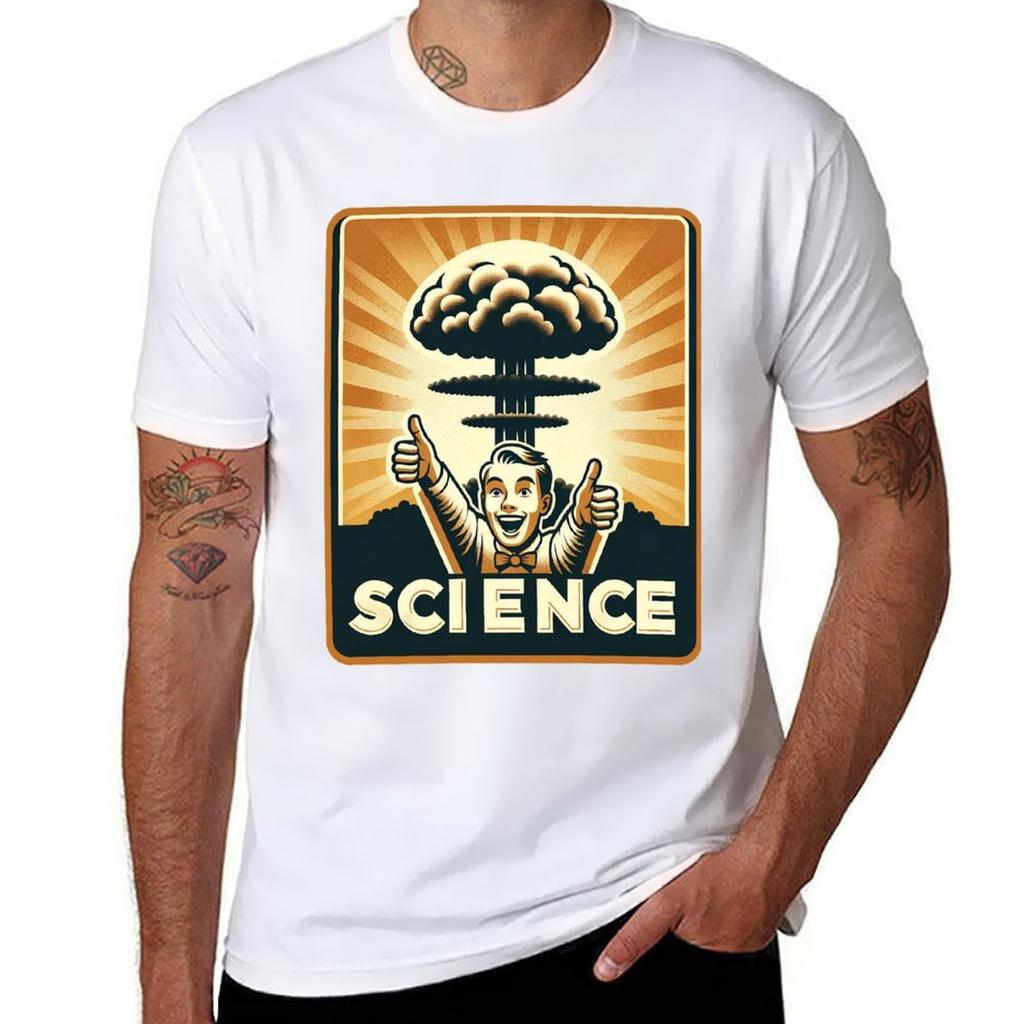 Science Atomic Age Thumbsup Tshirt Active Sports Short Sleeve Cotton Shirt