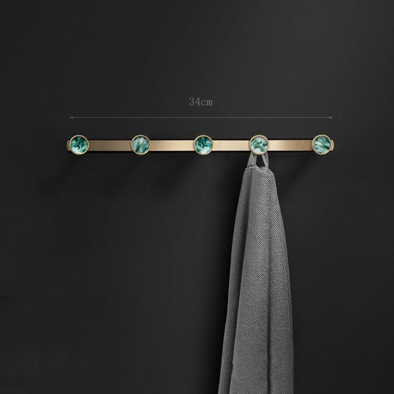 Green/White Brass  Wall Mount Robe Hooks Bathroom Towel Hook Row Hook Door Key Bag Towel Hanger Rack Light Luxury Bedroom Hooks