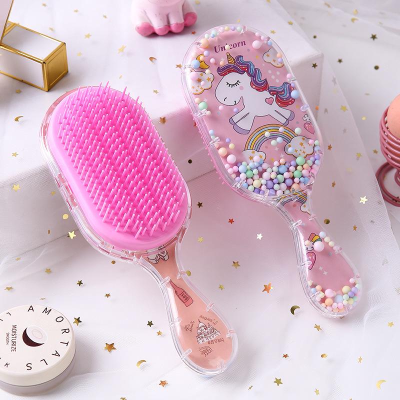 

Plastic Handle Hairbrush with Soft Flexible Bristles for Scalp Massage and Detangling Suitable for All Hair Types Unicorn Design One Size рожевий