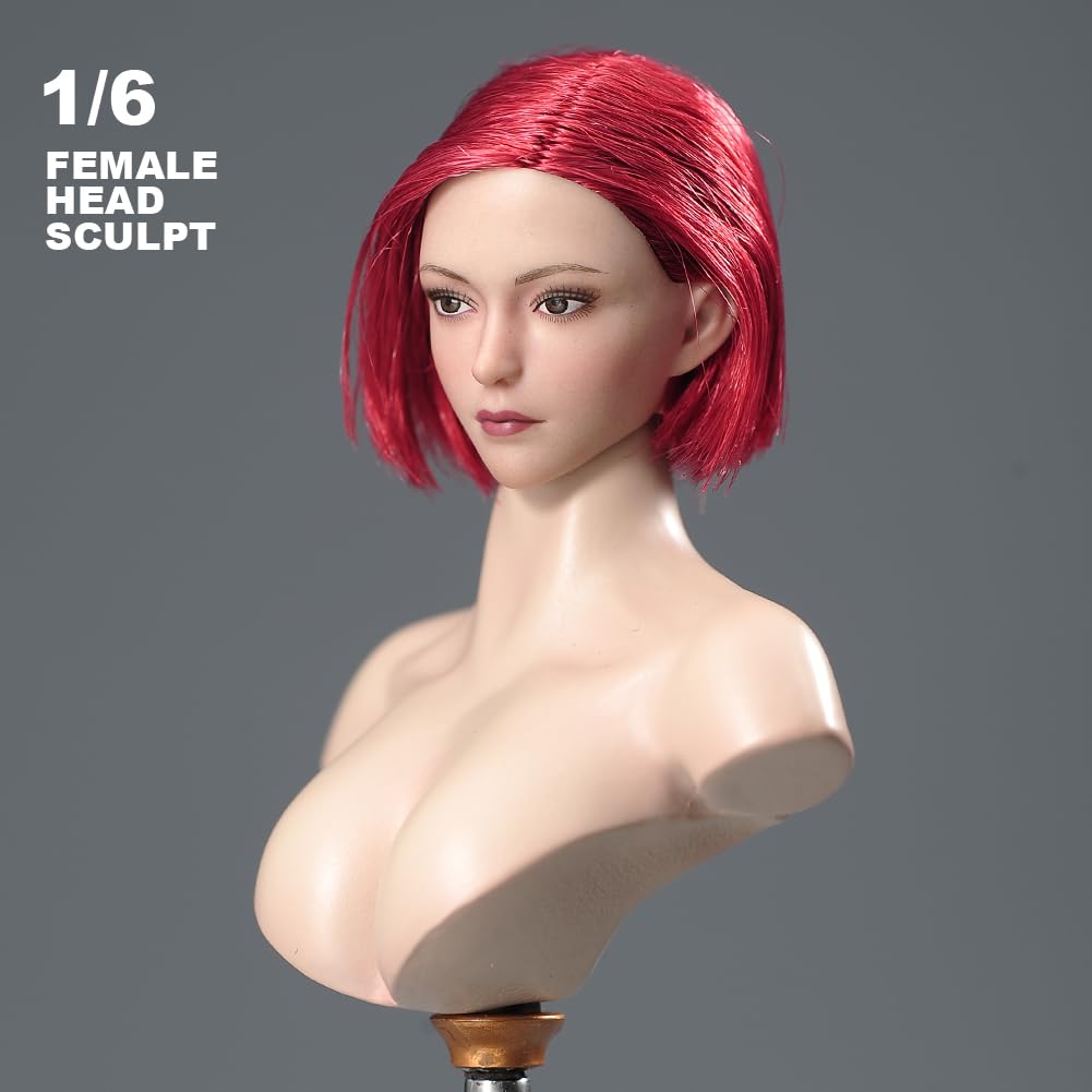 VERYCOOL VCF-2060 16 Scale Head Carving, Beautiful Girl Head Sculpt with Long Hair, Fits 12-Inch Female Action Figures (B)