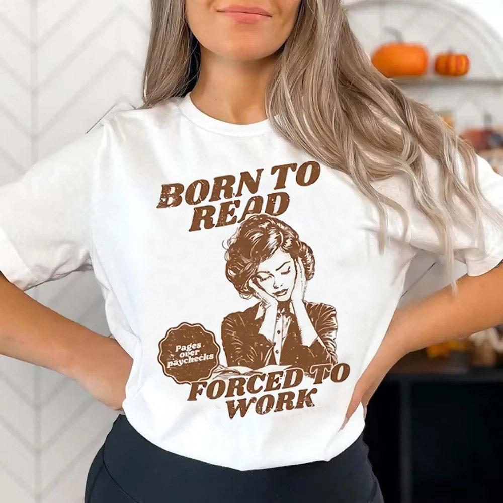 Born To Read Funny Memes Nerd Shirt Women Harajuku Retro 2000s Graphic Tops T Shirts 2000s Punk
