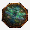 Dragonfly Pond Emblem pattern umbrella, portable and foldable design, 8 ribs, a casual accessory for Halloween, Christmas, and birthday gifts.