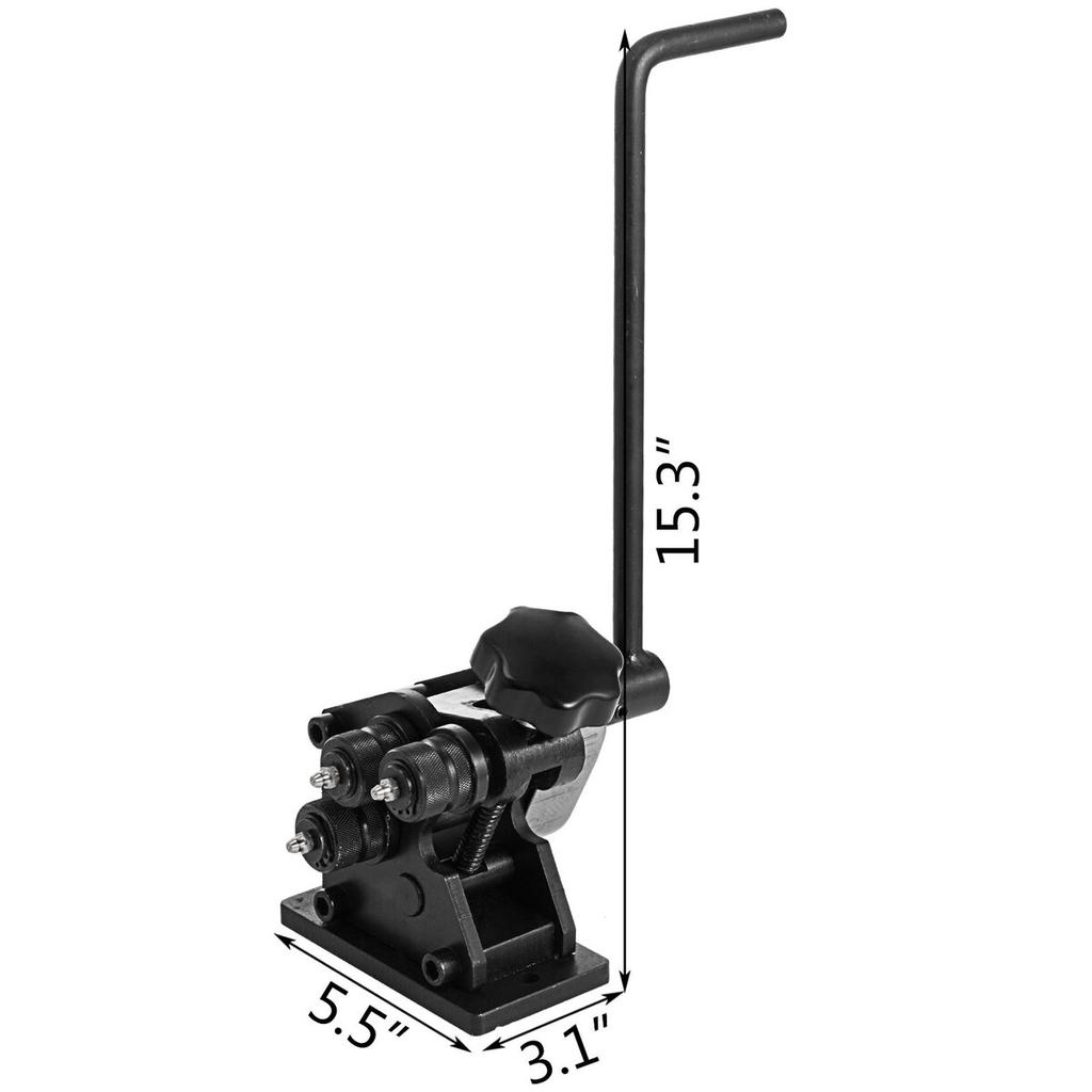 Manual Ring Roller Bender Metal Sheet Roll Bending Rolling Machine 343mm Hand Tubing Bender Steel Ring Roller Bender 3-1/2'' Handle Handheld Hand