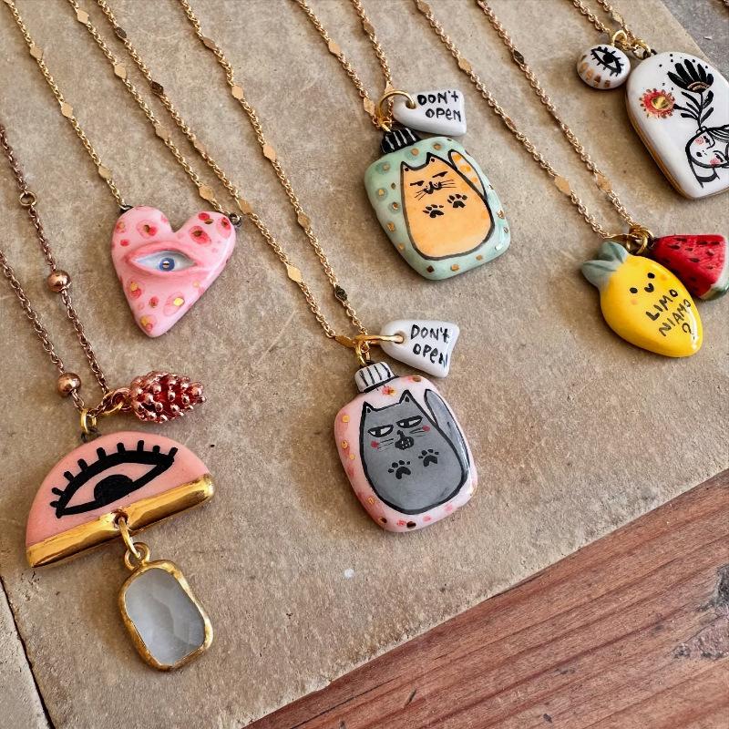 Personalized Necklace Gourd Cat Paw Pendant High Fashion Stainless Steel Necklace Electroplated 18K Gold