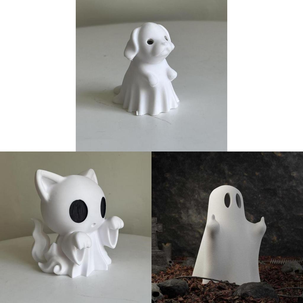 Ghost Cat Dog Halloween Statue Pla Material With Hanging Ornament For Festive Decor