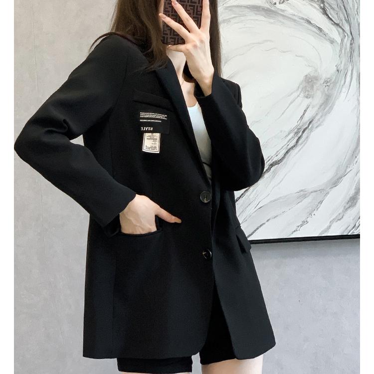 Nové podzimní korejské volné dámské blejzry s dlouhým rukávem Office Lady Plus velikost 3xl černé oblečení