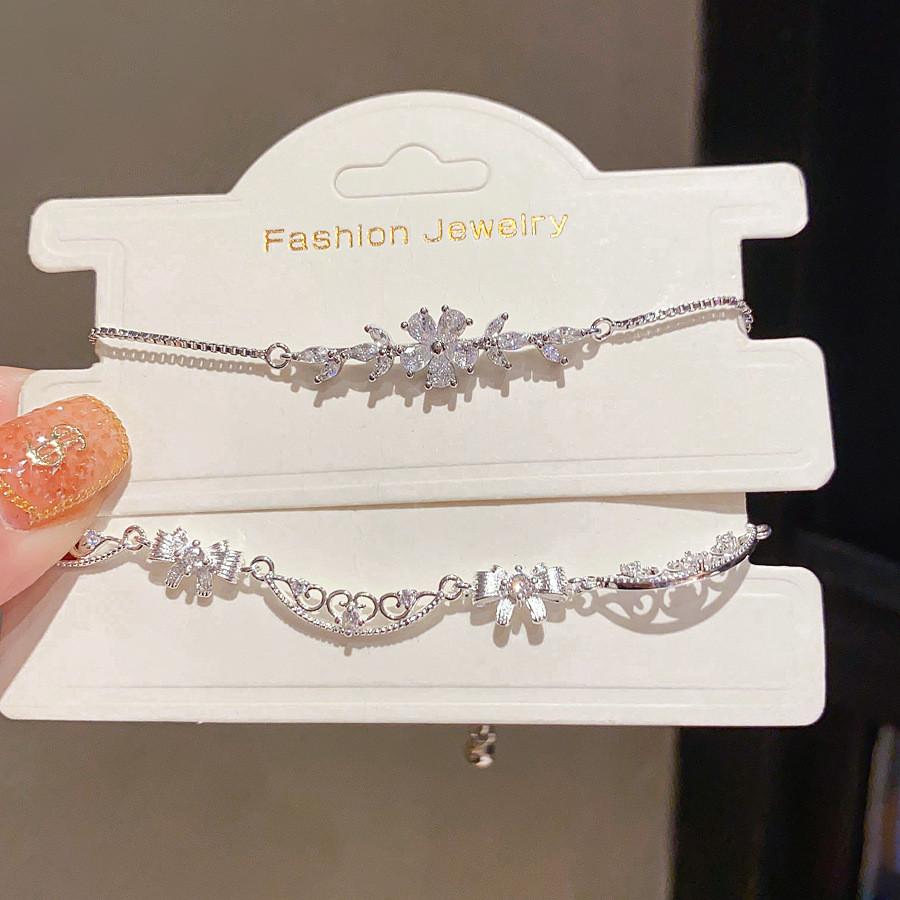 Copper Zircon Butterfly Bow Fashion Bracelet With Cubic Zirconia For Women