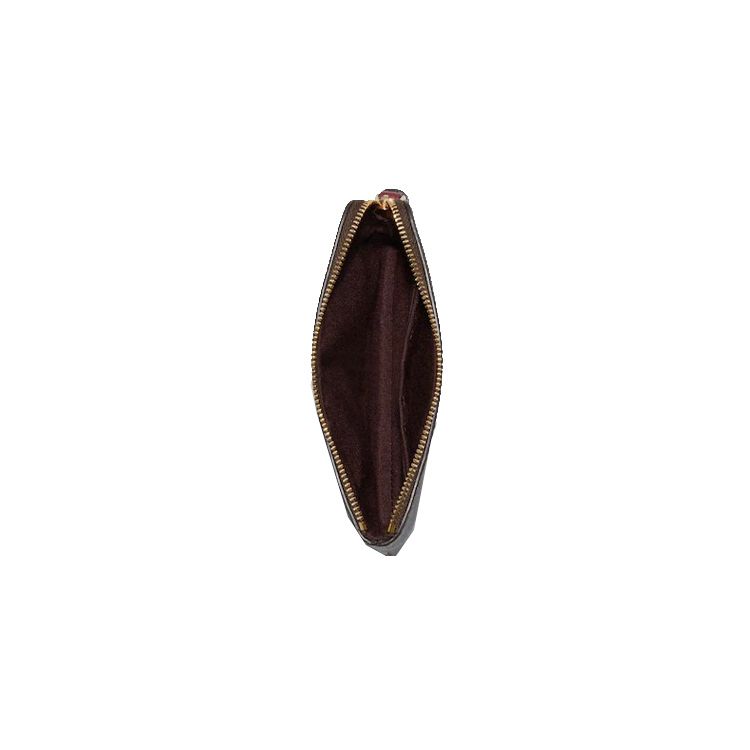 Coach Corner Zip 16 Monogram Heart Floral Print Zip Coated Canvas With Leather Clutch Small Women Clutch Brown Burgundy C7654-IMBMC
