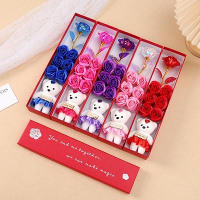 Plüschbär Künstliche Blumen Geschenkbox Seifenrosen Kreativ Romantisch Rose Valentinstag Muttertag Geschenk Hochzeit Heimdekoration