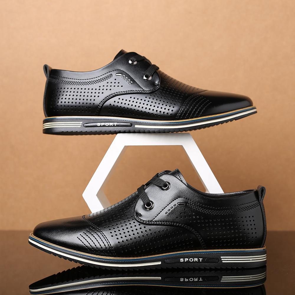 Men's Casual Leather Shoes Lace-up Hollow Breathable Men Driving Flats Mens Outdoor Sports Shoe EU Sizes 38-48