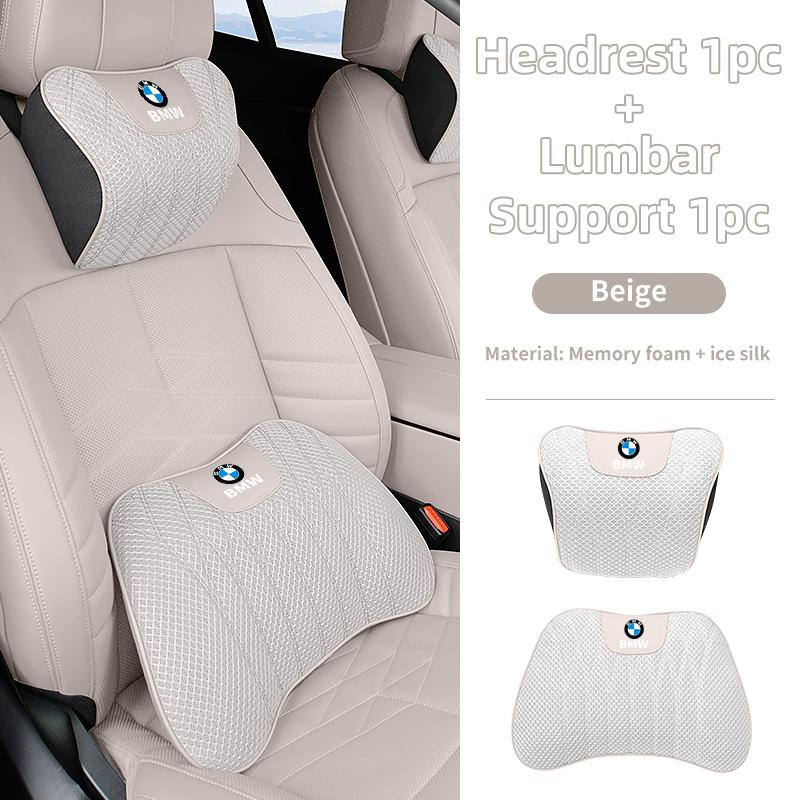 Ice Silk Car Headrest Neck Cushion Lumbar Support Pillow Seat Cushion For BMW 3 5 Series G32 G20 F10 F30 X3 G01 X5 G05 G30 G60