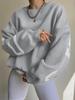 Stylish Loose Thick Long Sleeve Top Women Casual Print Pullover Sweatshirt