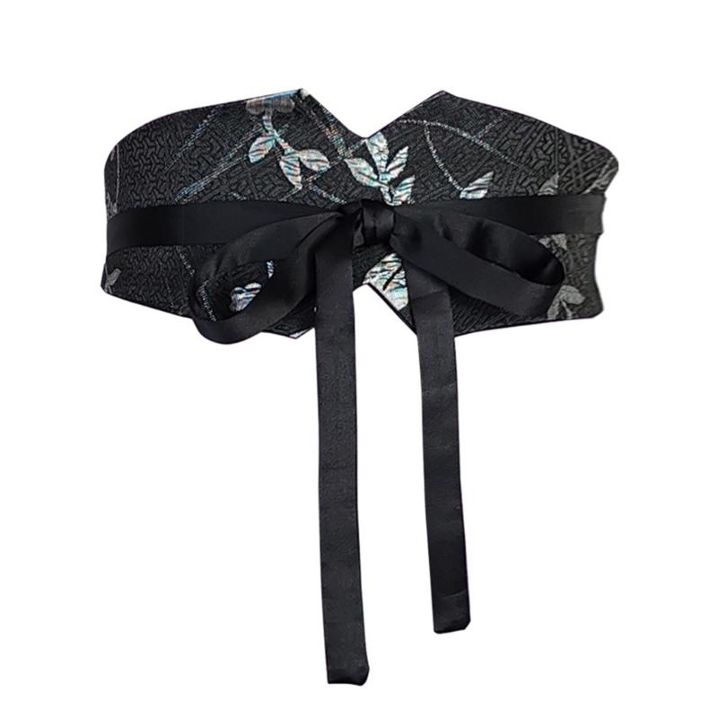 Eleganter Jacquard-Breitgürtel mit verstellbarem Bindeband für bequemen Sitz, formt die Figur und sorgt für eleganten Stil bei Damen schwarz