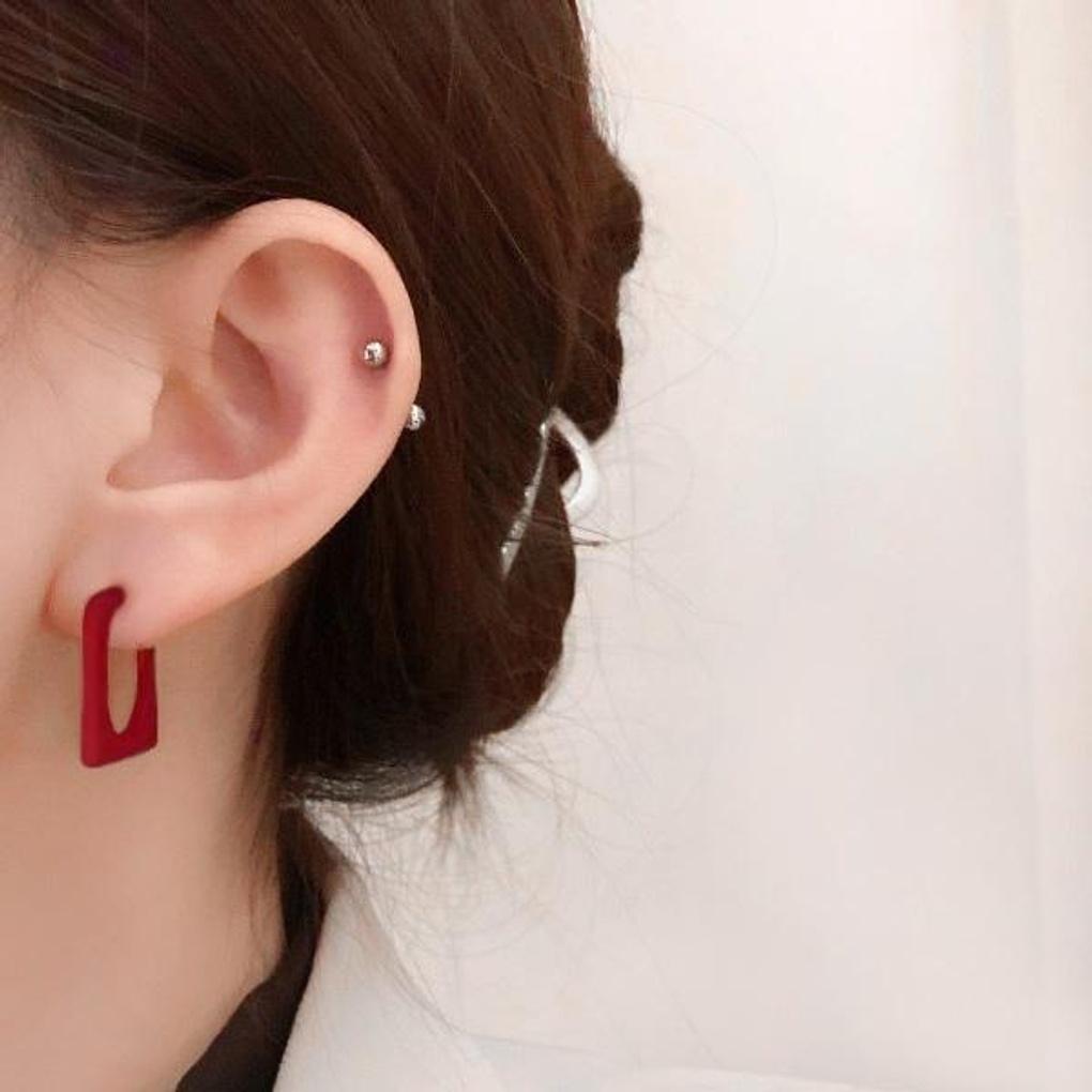 Women's Daily Different Square Silver Needle Earrings