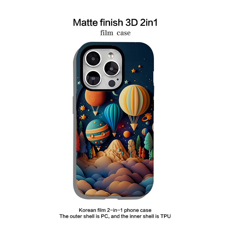 Hot Air Balloon Art Apple 16 Phone Case - Two-in-One for iPhone 14/15 Pro Max