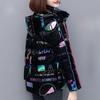 Winter Woman Wash-Free Glossy Parka Loose Thickened Warm Hooded Parka Short Windproof Waterproof Jacket