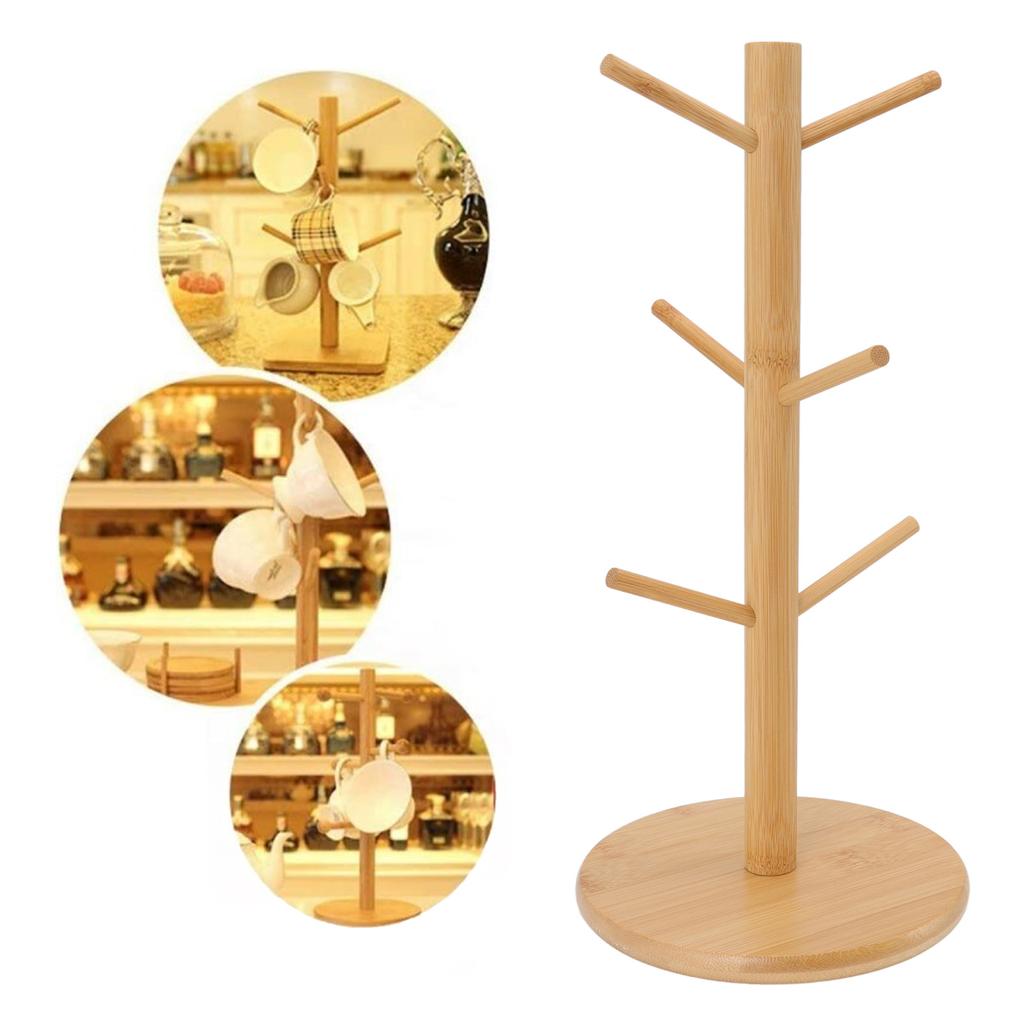 Coffee Cup Holder Space Saving Bamboo Coffee Mug Tree Rack Holder Organizer for Storage Display Drying Mugs Coffee Mug Tree Rack