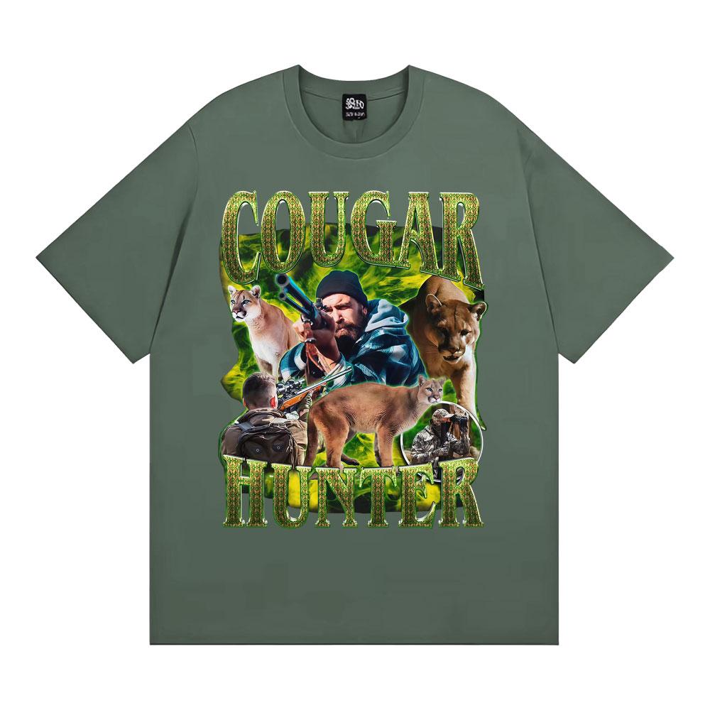 Funny 90s Cougar Hunter Vintage Y2K Graphic T Shirt Men Women Harajuku Humor Tops T-shirts Summer O-Neck Loose Oversized T-shirt