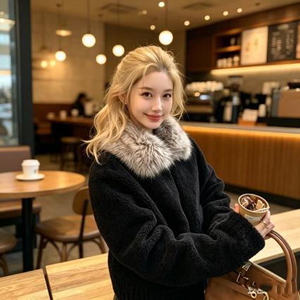 Xiaoxiangfeng small particle coat for women's autumn and winter new thickened black padded jacket for women