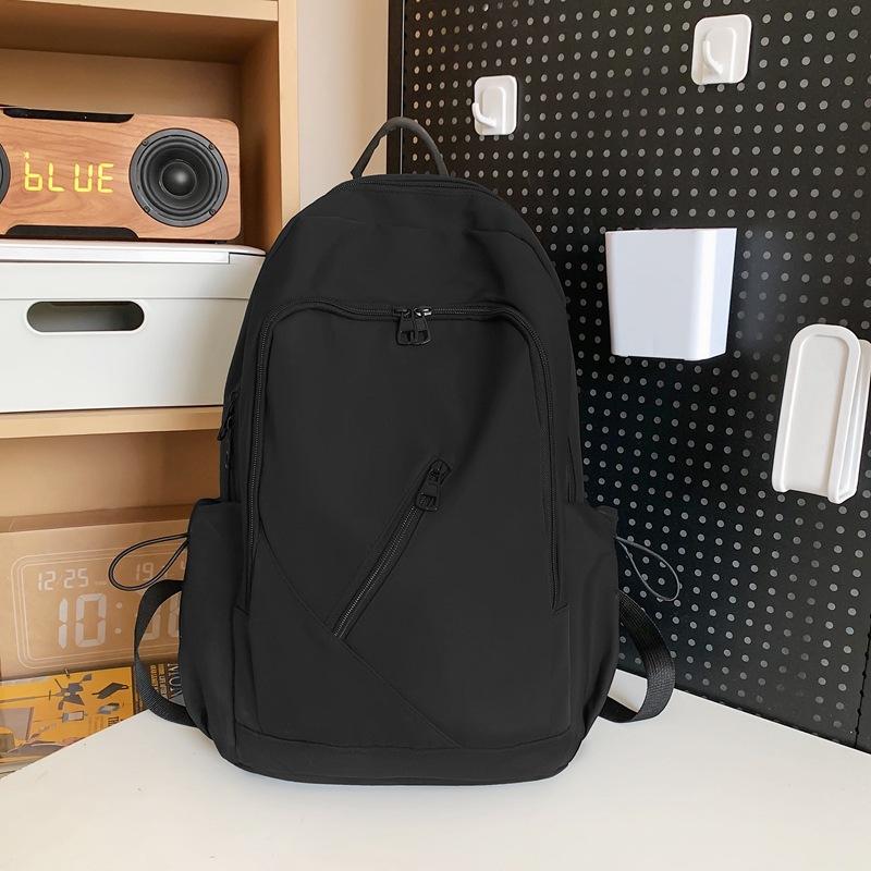 Schoolbag High-end Large-capacity Backpack Men's Backpack Versatile Solid Color Schoolbag Female College Student Junior High School Backpack Tide
