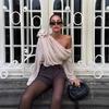 European and American Women's Clothing American Trend Street Sexy Mesh Slanted Shoulder Chiffon Flower Decoration Long Sleeve T-shirt, Top Women
