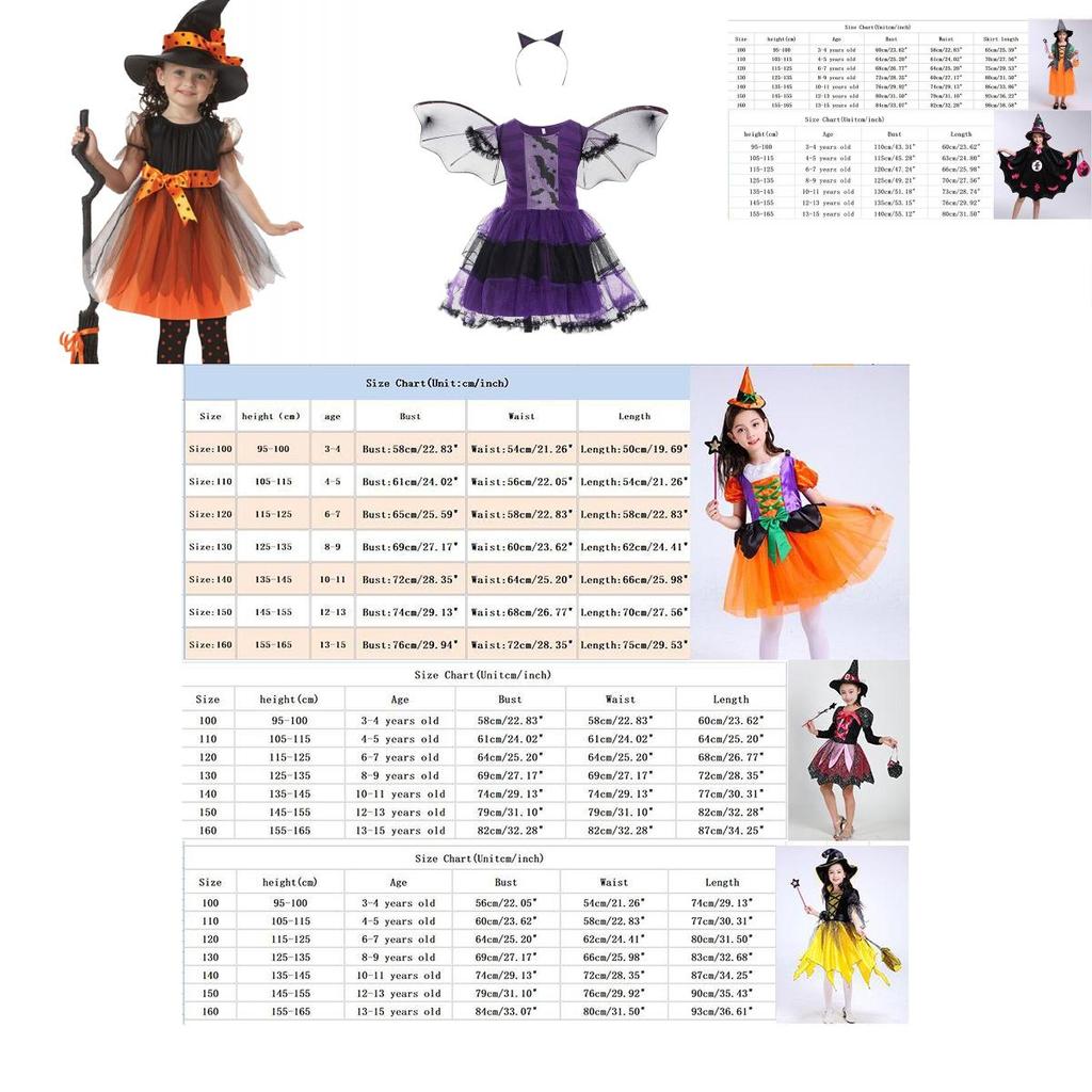 Adorable Children Halloween Witch Costume Gown For Girls With Stylish Bow Design