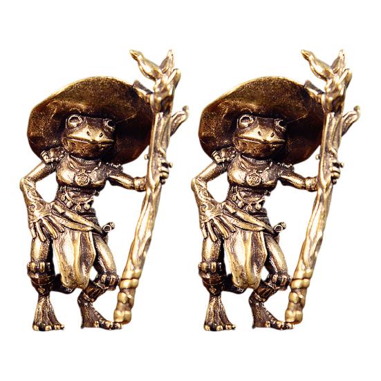 1/2/3Pcs Brass Frog Witch Figurine Vintage Brass Frog Ornament Fantasy Witch Decoration Whimsical Home Accents