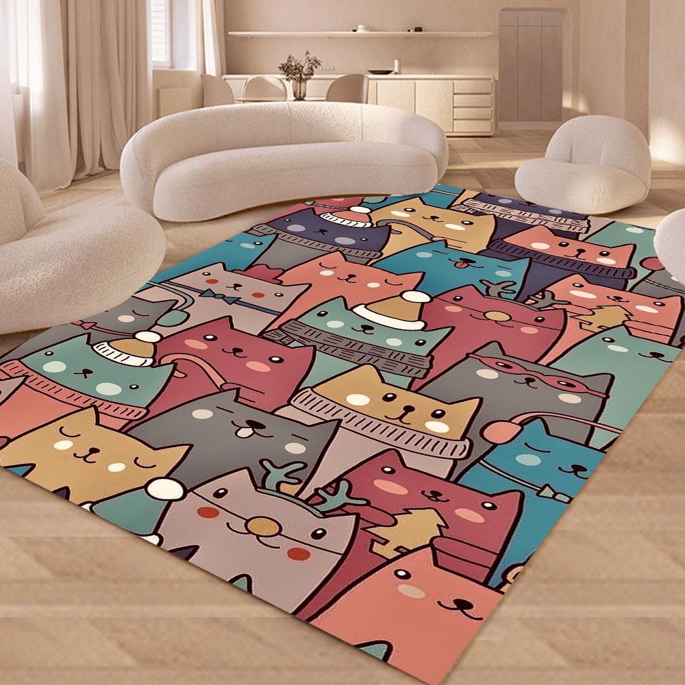 Cartoon Cat Carpet Mat Rug Cute Kitten Design Home Decoration Floor Mat for Living Room Bedroom Decor Living Room Decoration