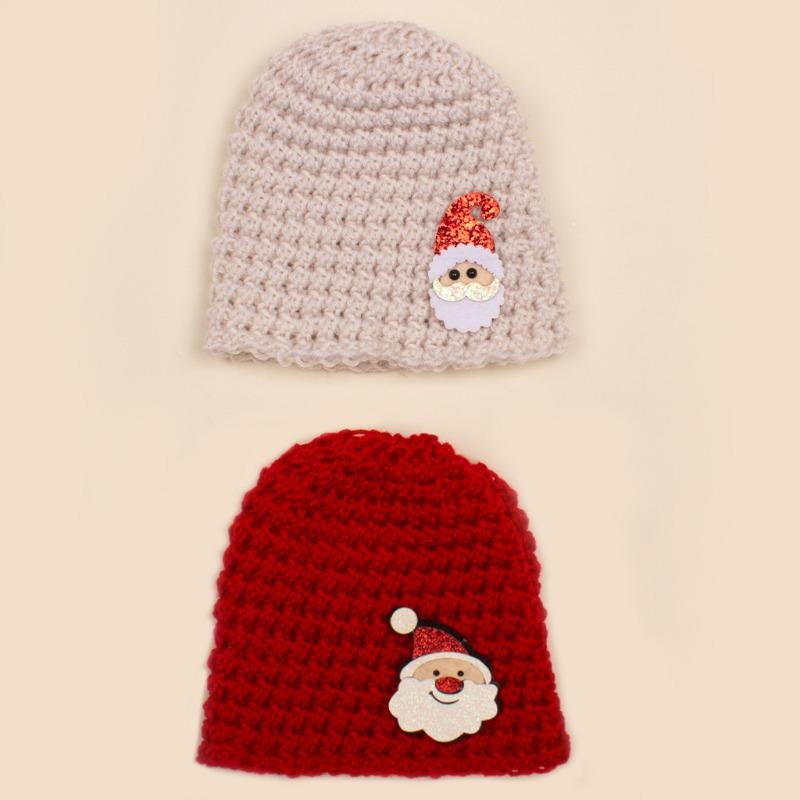 2Pcs baby Christmas decorative wool hat set, children's soft elastic knitted hat combination, baby hat