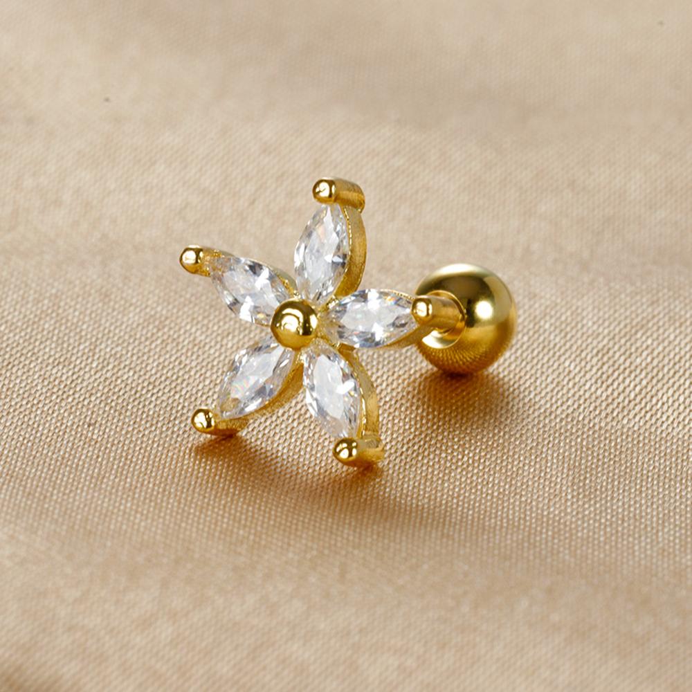 1 Stück Edelstahl Mond Kreuz Kleine Ohrstecker Winziger Zirkonia Ohrläppchen Tragus Helix Knorpel Piercing Ohrring Schmuck