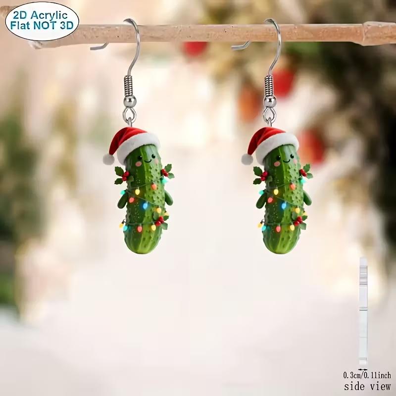 Cross-border Christmas tree pendant cute mini cucumber key pendant flat acrylic vegetable earrings jewelry