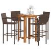 Vidaxl 5-Cz. Garden Bar Furniture Set, Brown, Acacia and Rattan Pe