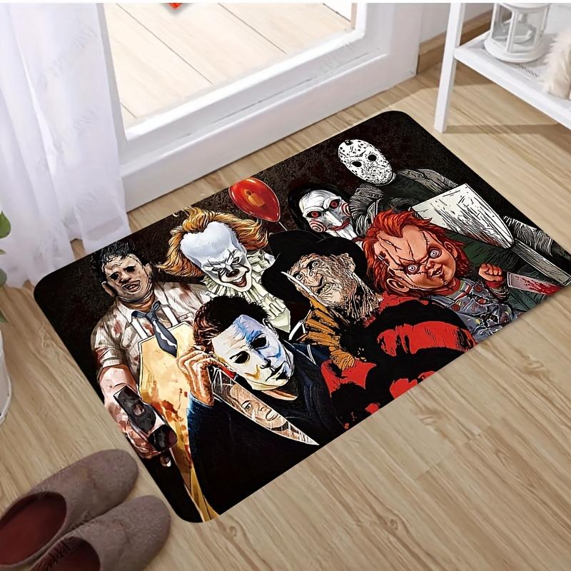 

VIKAMA Horror Movie Collection Carpet Classic Killer Character Pattern Living Room Bedroom Carpet Halloween Theme Party Decor 40cm x 60cm