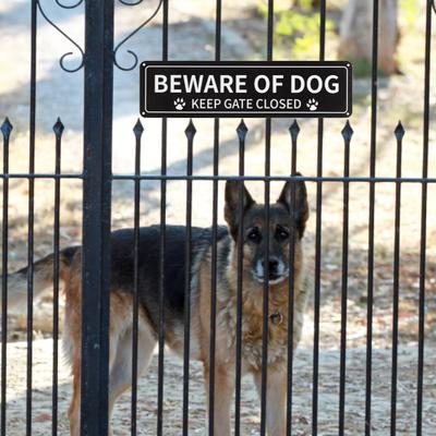 Beware of Dog Sign Paw Print Keep Gate Closed Sign Durable Aluminum Dog Warning Sign for Home Outdoor