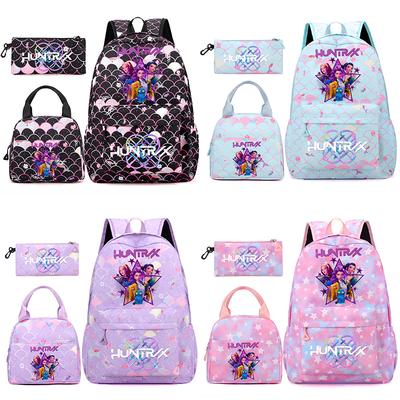 3Pcs/set Cartoon Kpop Printed Backpack Handbag Pencil Case for Teenger Student Girl Boy Schoolbag Bookbag Large Capacity Travel Bag Kid Gift