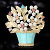 Fashion Rhinestone Flower Basket Brooches for Women Unisex Enamel Tool Pins Keychain Event Party New Gifts Jewelry Accessories
