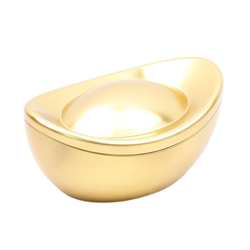 Golden Ingot Shape Tin Candy Chocolate Holder Box Metal Candy Container For Wedding Chinese Spring Festival Celebration