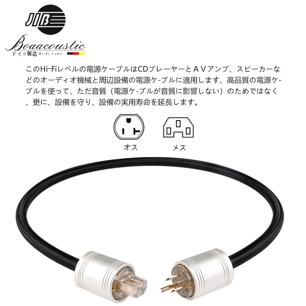 BOAACOUSTIC grade power with CD long High-end cord/power cable/compatible players/speakers/AV amplifiers/US specifications/220V/2m