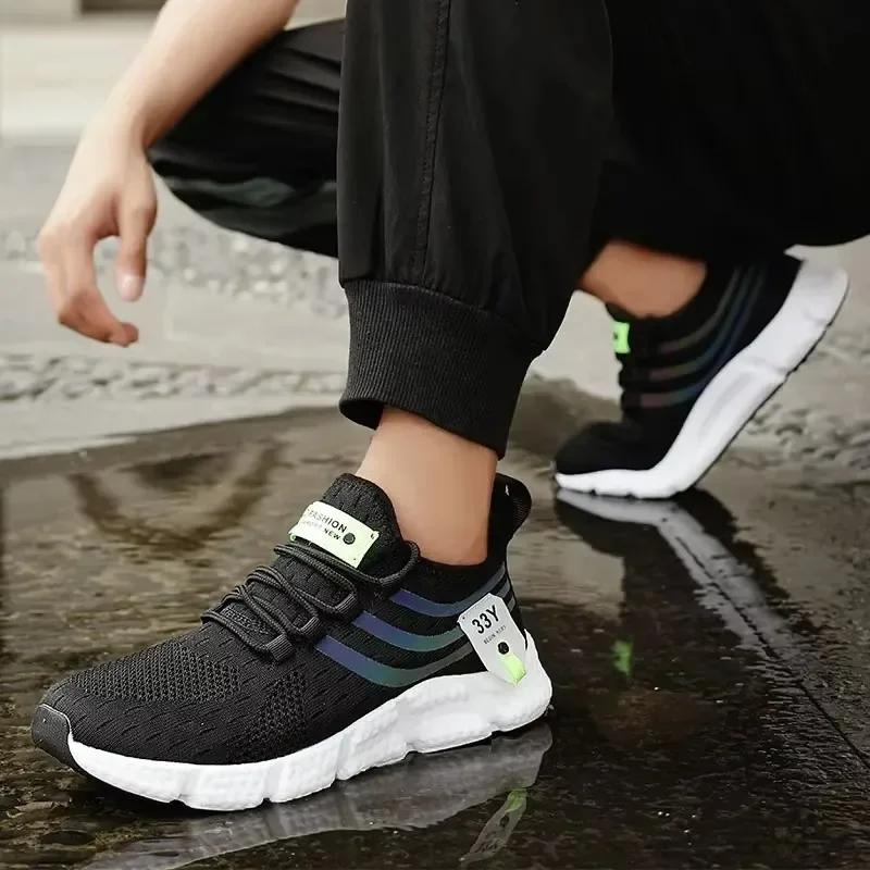Men's Lace Up Mesh Shoes for Summer Fashion Easy Wear Breathable Comfortable Non Slip Sole Outdoor Walking Sports Leisure Shoes