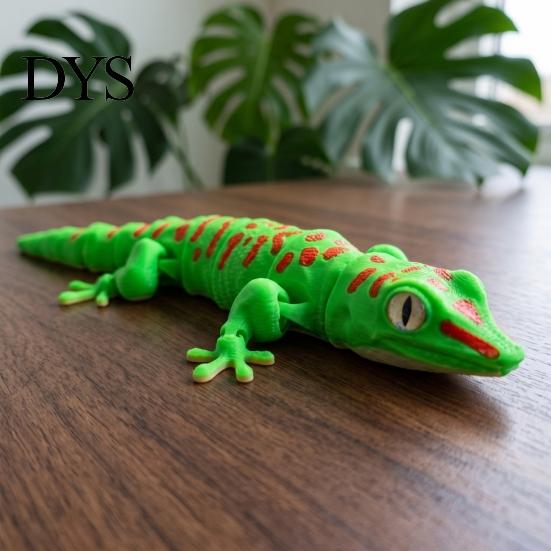 Animal Desk Decoration 3D Printed Leopard Gecko Figurine, Realistic Articulated Chameleon Fidget Toy, Moveable Joints Figure Flexible Jointed