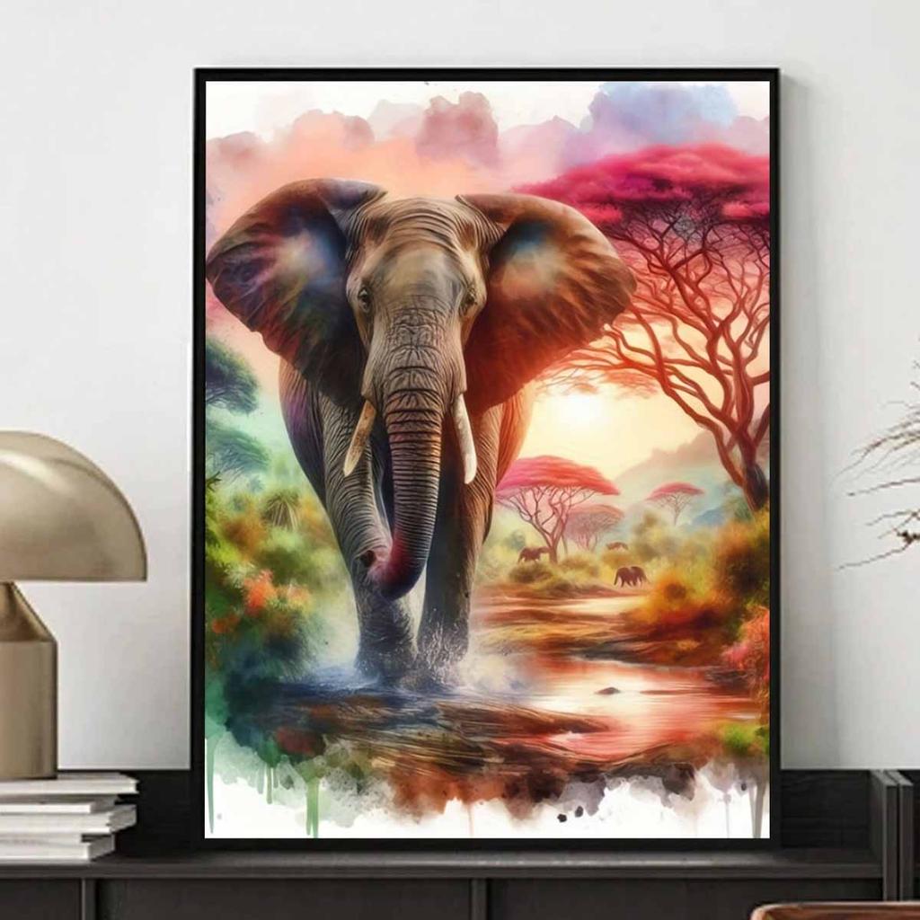 Diamond Painting Art Painting Set DIY Elephant Cross Stitch Round Gemstone Decoration Home Wall