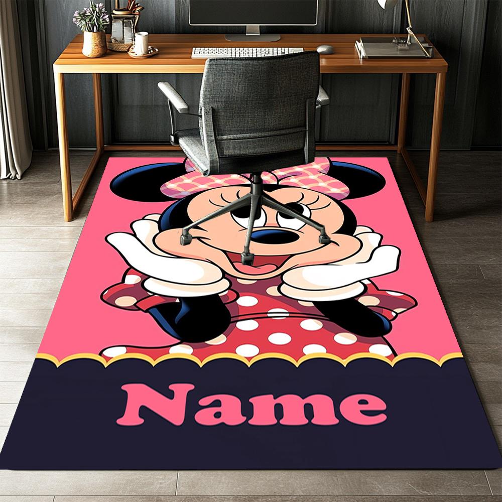 Custom Name Minnie Printed Carpet,Rug for Office Chair Living Room Bedroom Kitchen Room Decor Gifts.