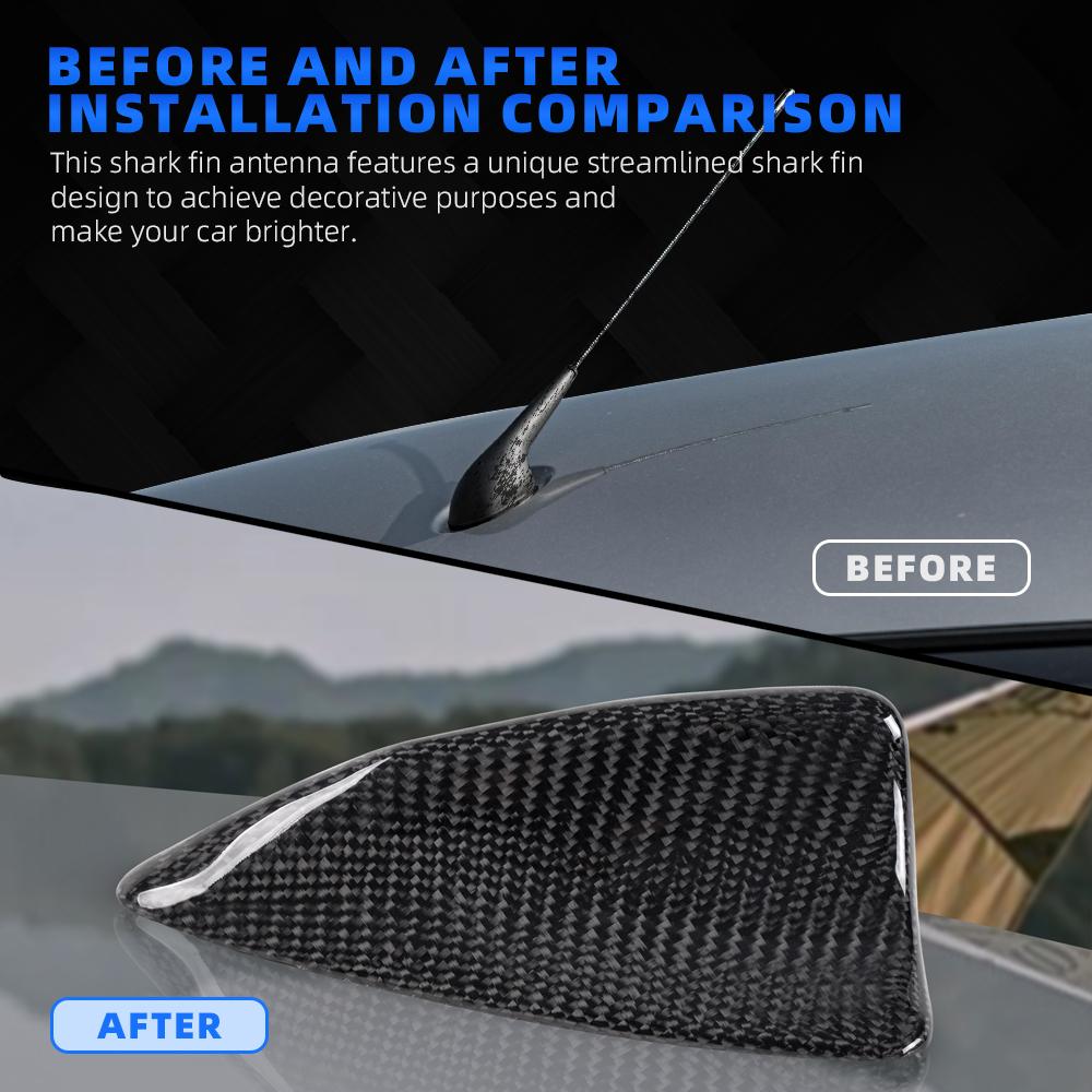 Real Carbon Fiber Roof Shark Fin Antenna Trim Cover for Various Vehicle Models for F22 F23 F30 F33 F35 F80 F82 F87 G11 G20 G30