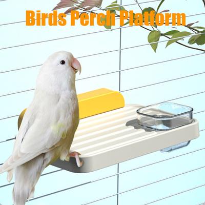 Kuş Konma Platformu Plastik Papağan Konma Standı Raf Yemlik Kasesi ile Muhabbet Kuşları Kakadular Sevgi Kuşları Budgie için Kuş Kafesi Aksesuarları