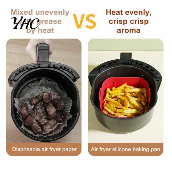 Easy To Clean Air Fryer Silicone Liner Baking Pan Liners with Handles Food-Grade Oven Square Airfryer Non-Stick Reusable Accessories for 4-6 Qt Fryers