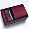 Gift Box Men'S Tie Square Scarf Cufflinks Tie Clip Five-Piece Set, Formal Business Blue Stripes